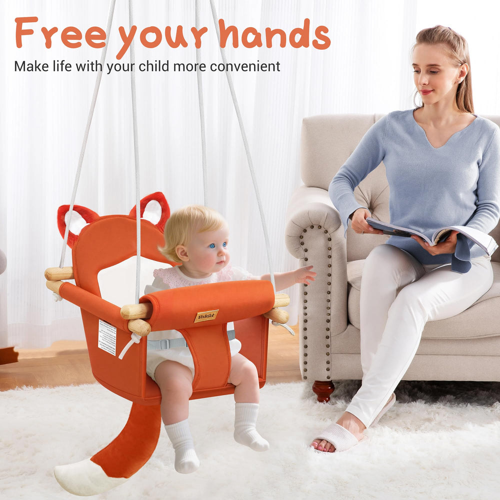 AskCat wooden baby swing mounting hardware included for easy setup