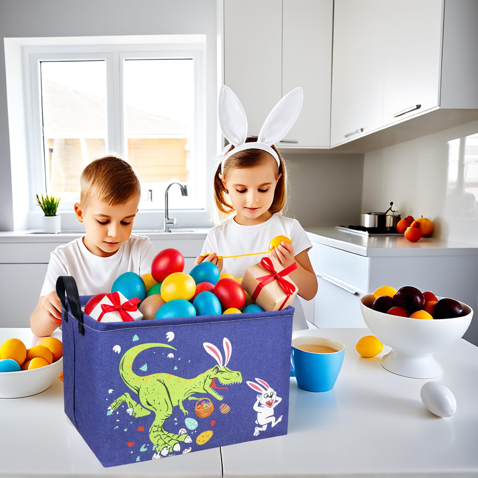 ASKETAM bright-pattern Easter basket, durable print that won't fade on festive decor.