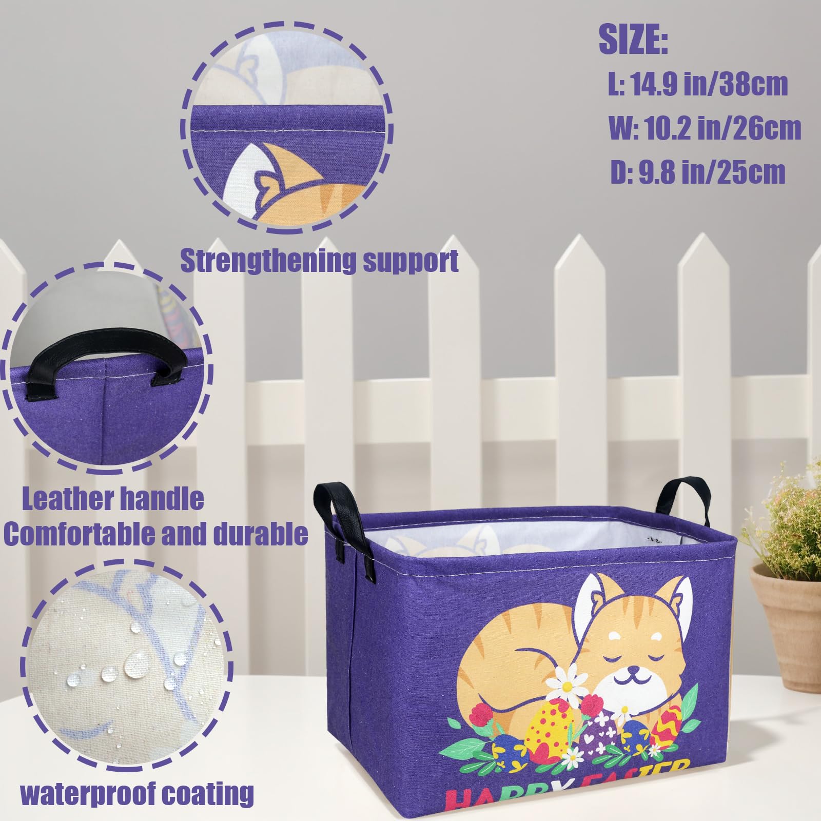 ASKETAM Cat Easter Basket folded side shows lightweight, foldable design for compact storage.