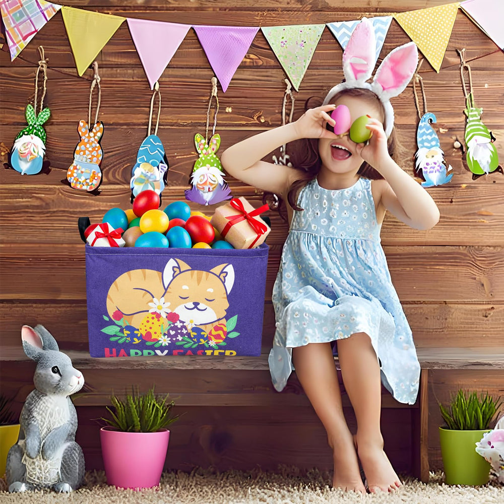 ASKETAM Cat Easter Basket linen-cotton fabric offers soft texture and lasting durability.
