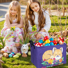 ASKETAM Cat Easter Basket side with handles demonstrates easy mobility and portable Easter storage.
