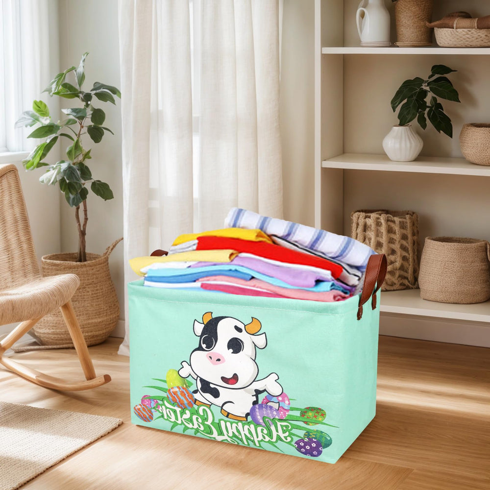 ASKETAM cow-easter-basket linen-cotton material offers lightweight durability