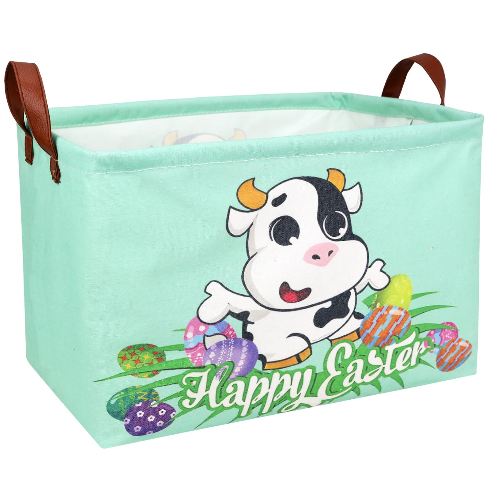 ASKETAM cow-easter-basket folded linen cotton for lightweight, durable storage