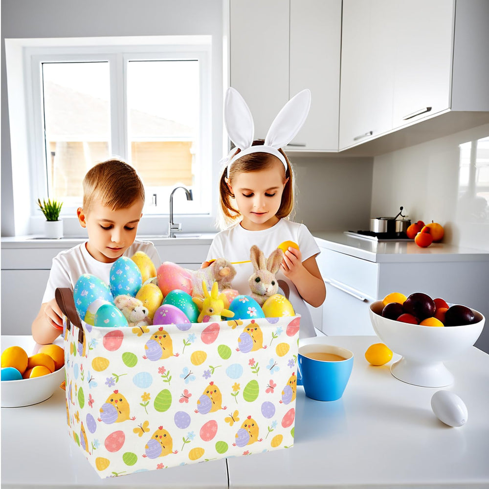 ASKETAM Cute Chicken Easter Basket bright digital patterns stay vibrant.