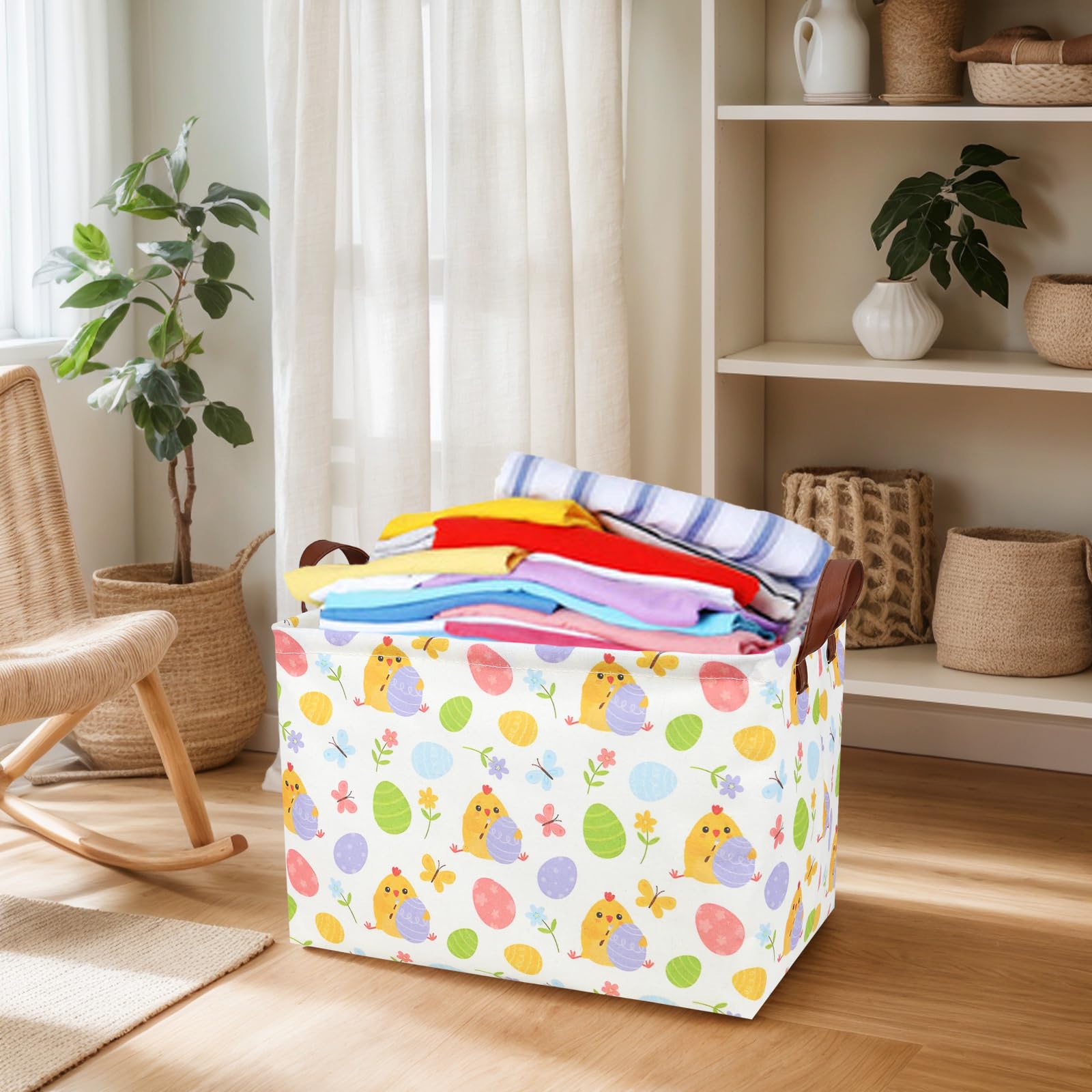 ASKETAM Cute Chicken Easter Basket versatile storage for toys, decor, and gifts.