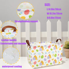 ASKETAM Cute Chicken Easter Basket durable handles for easy carrying.
