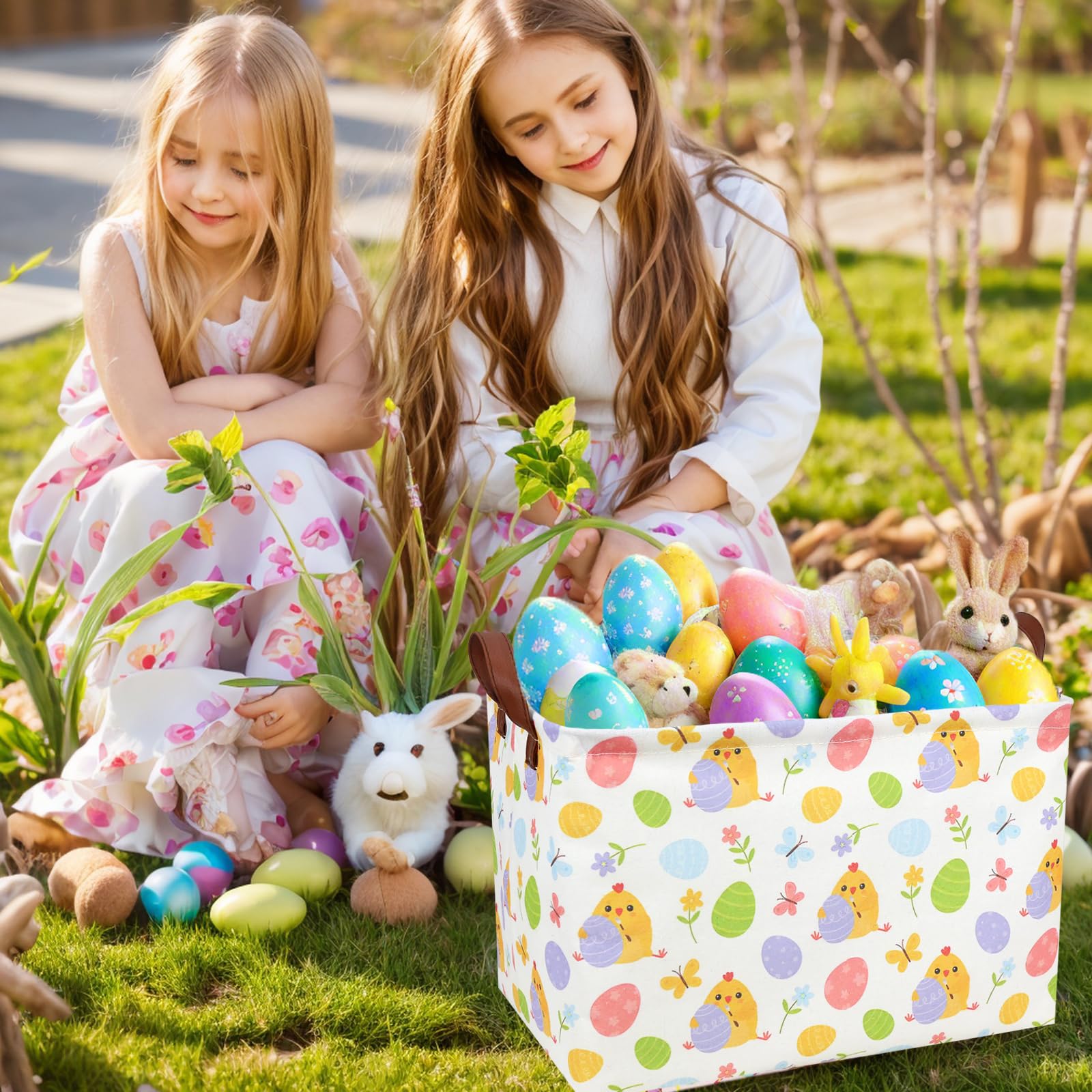 ASKETAM Cute Chicken Easter Basket large capacity ideal for Easter gifts and decor.