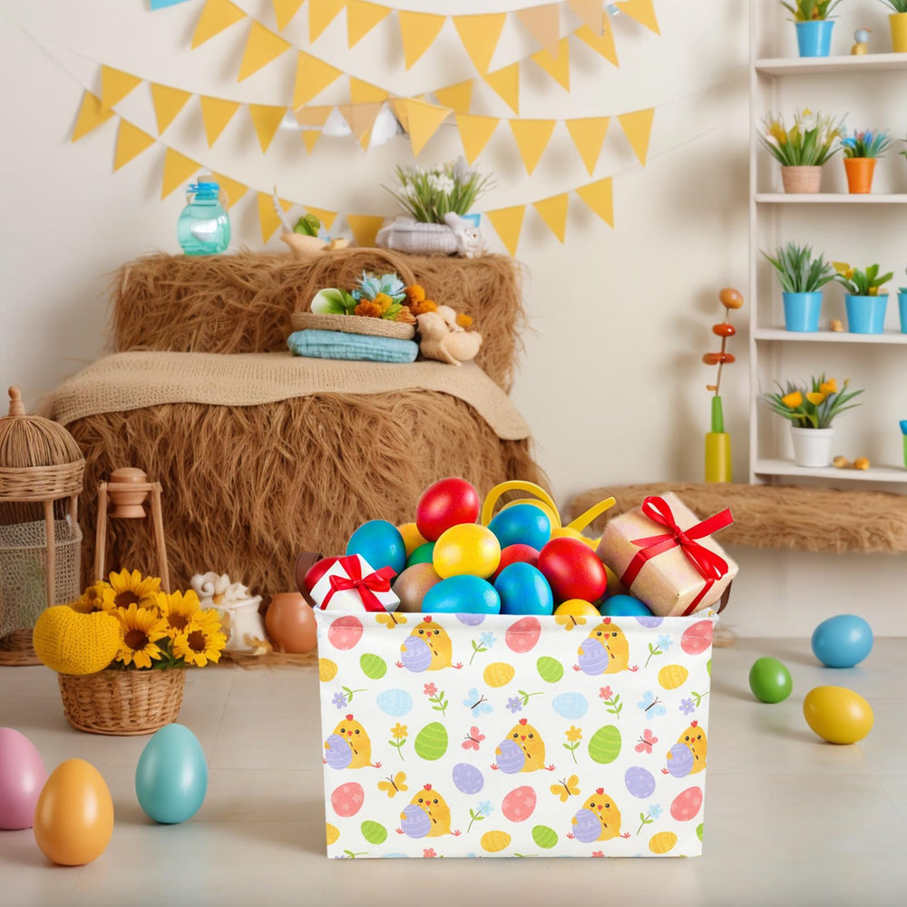 ASKETAM Cute Chicken Easter Basket top view shows roomy interior for eggs and toys.