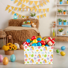 ASKETAM Cute Chicken Easter Basket top view shows roomy interior for eggs and toys.
