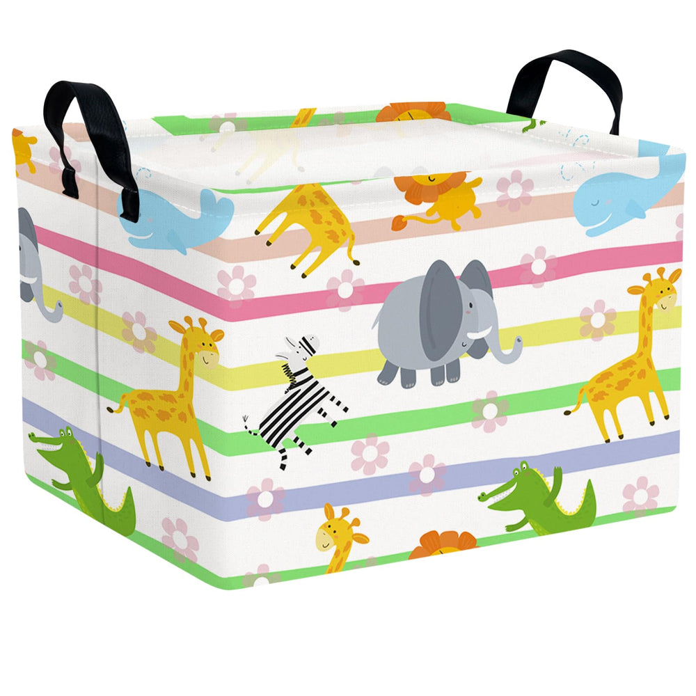ASKETAM Cute Rectangle Woodland Animals basket shows a colorful print for toy organization.