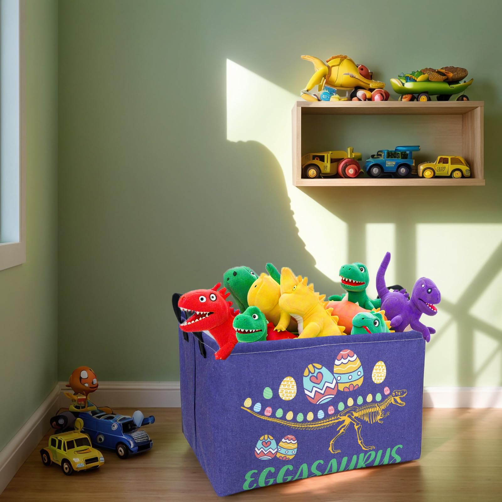 ASKETAM Dinosaur Easter Basket as decorative piece for Easter rooms and play areas.