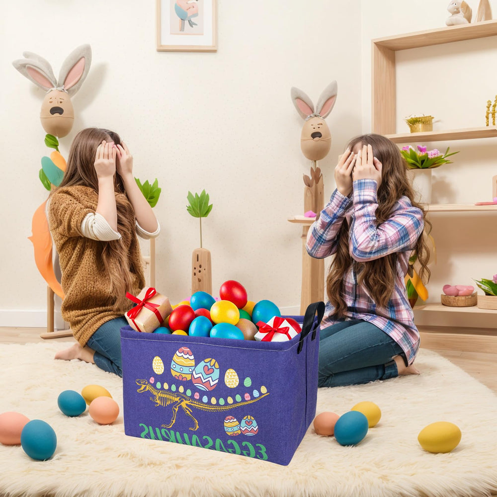 ASKETAM Dinosaur Easter Basket folded-compact design showing lightweight storage convenience.