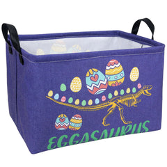 ASKETAM Dinosaur Easter Basket front view for kids, great for Easter gifting and toy organization.