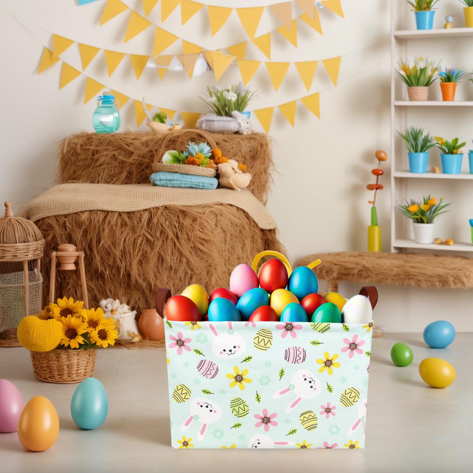 ASKETAM Easter basket cotton canvas closeup showing sturdy material and stitching.