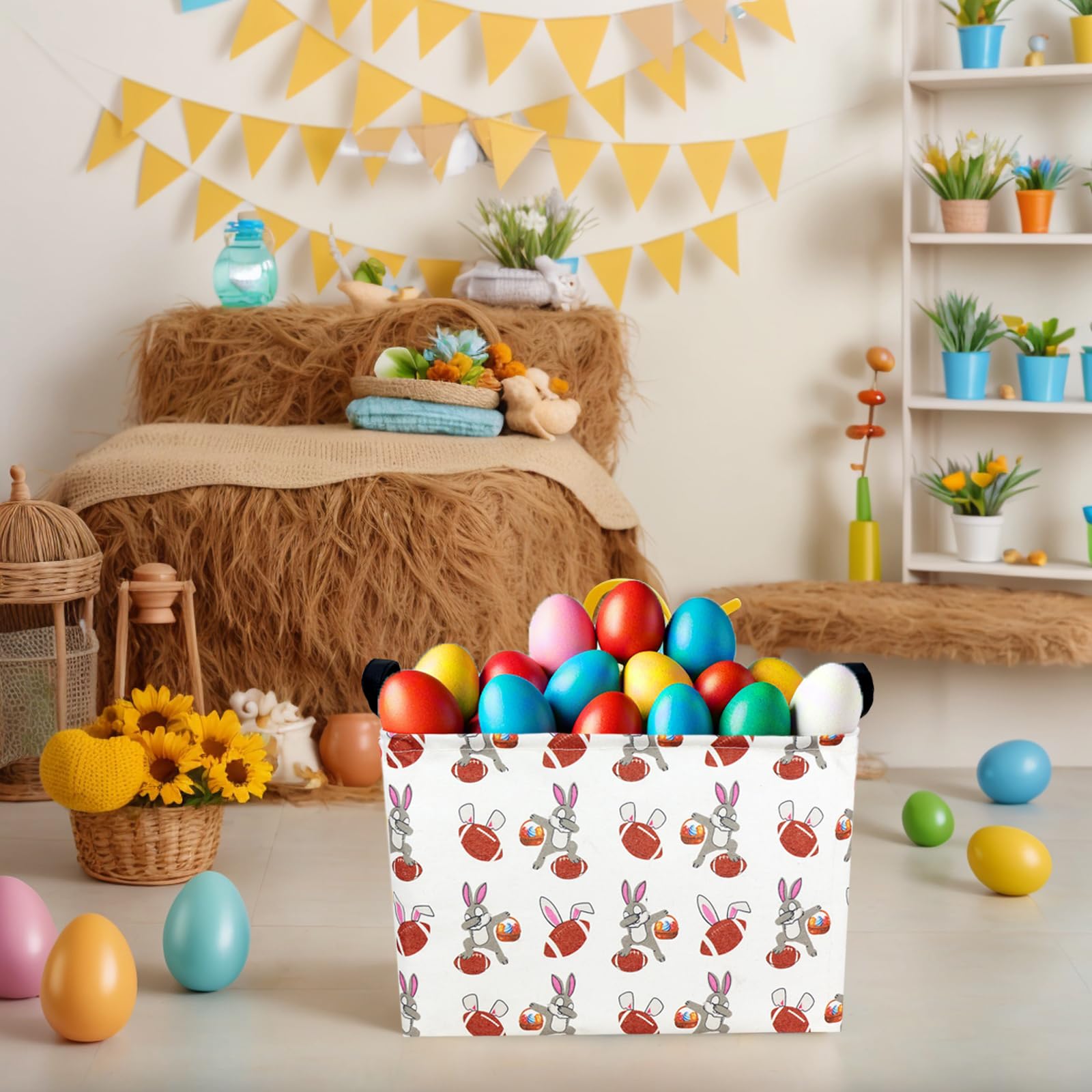 ASKETAM Easter basket cotton canvas material close-up for durable construction.