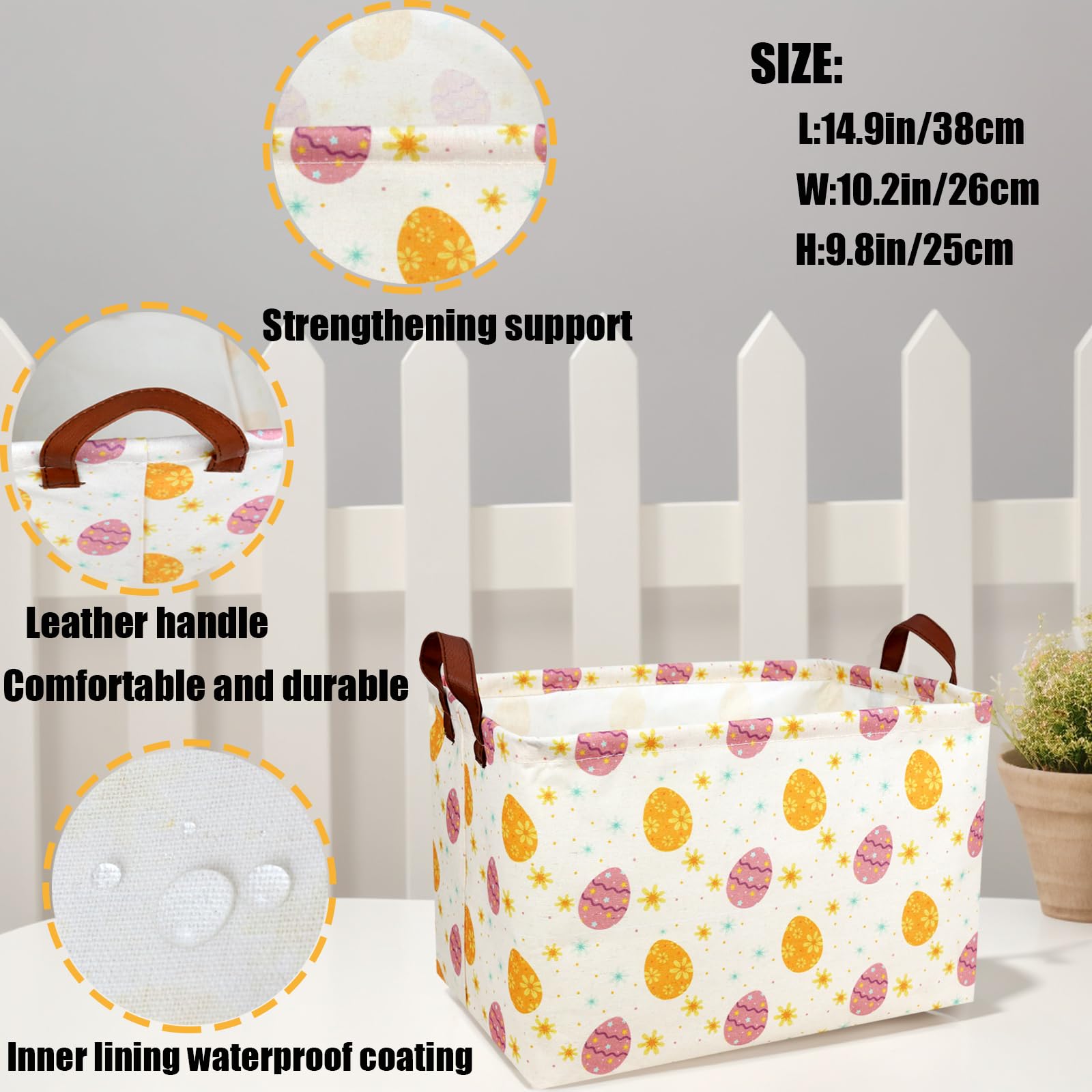 ASKETAM Easter basket golden brown color complements spring decor.