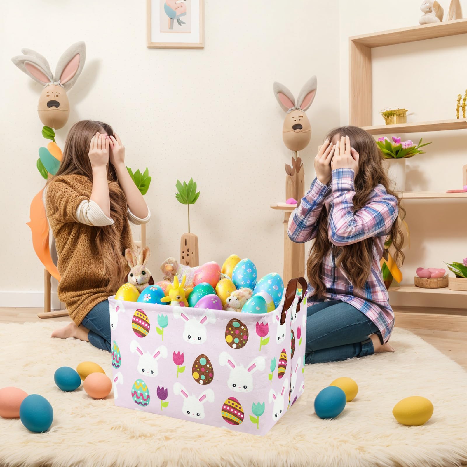 ASKETAM Easter basket demonstrates versatile storage for toys, books, and clothing
