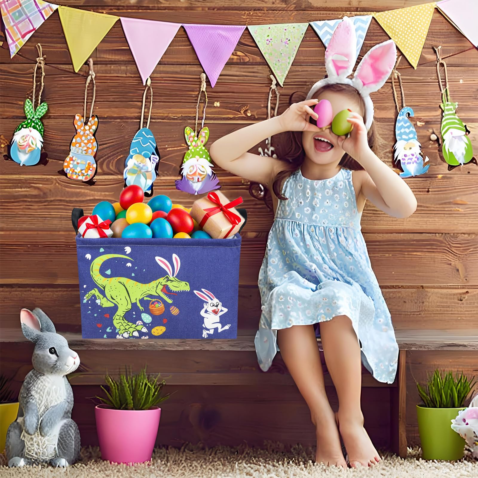 ASKETAM foldable Easter basket, lightweight and portable for quick storage.