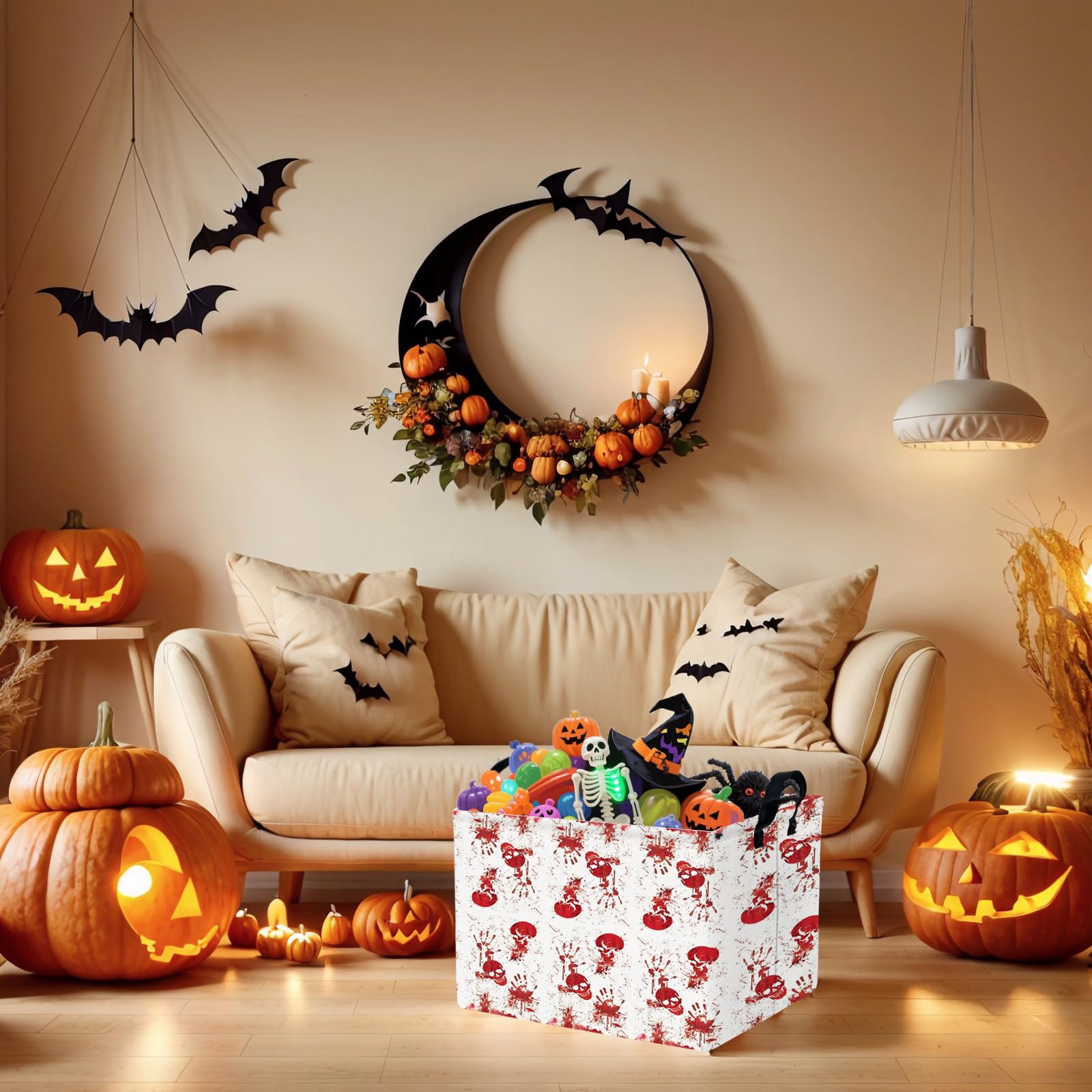 ASKETAM Halloween basket sized 15x10x9 inches for kids candy collection