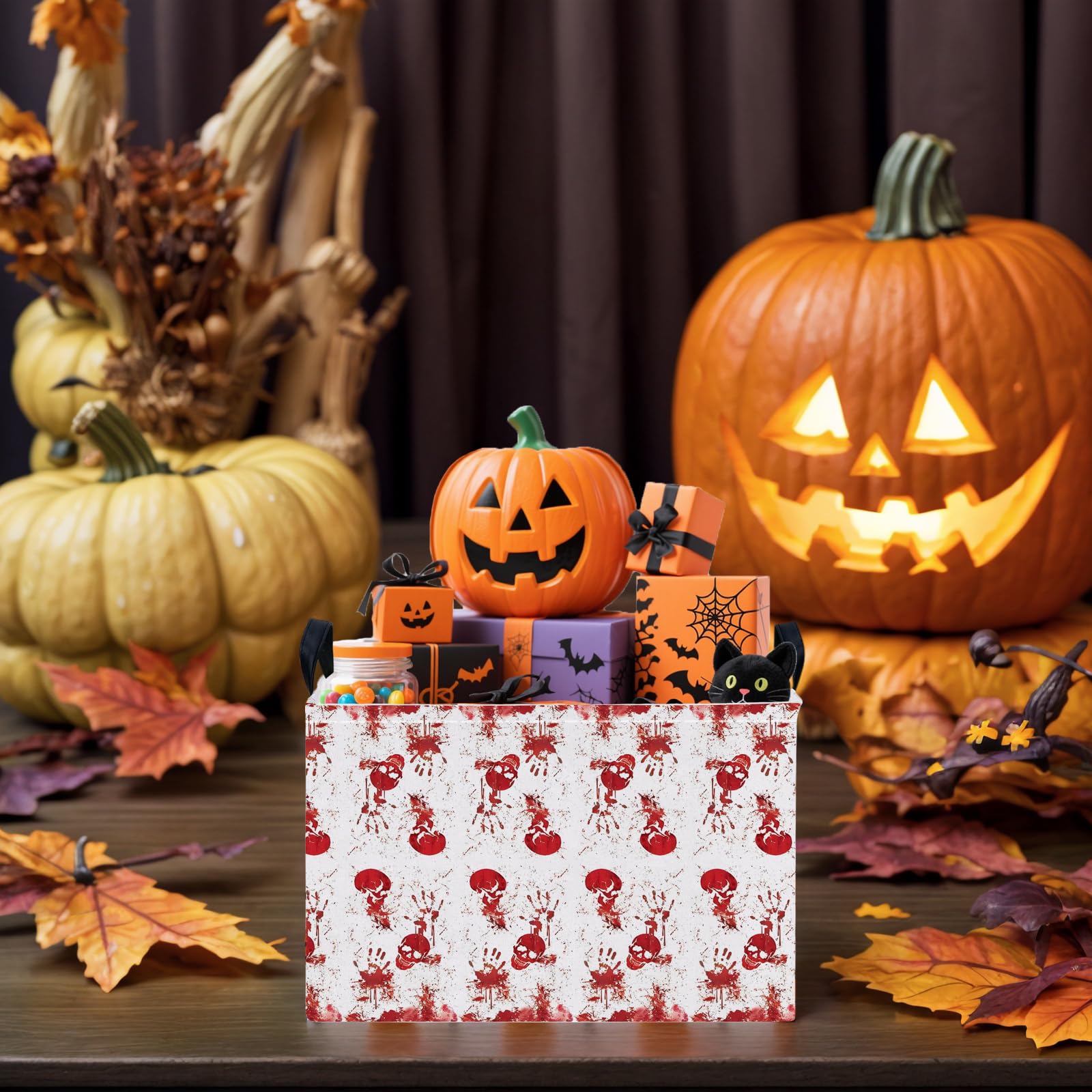 ASKETAM Halloween basket with waterproof lining keeps contents protected