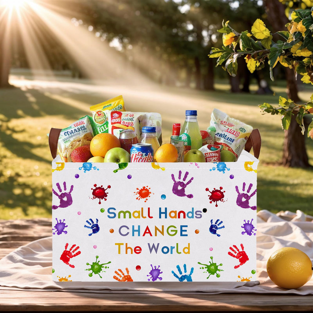 ASKETAM Kid Cute rectangle basket back view showing durable linen canvas