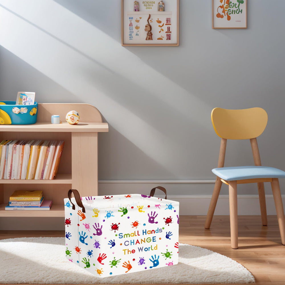 ASKETAM Kid Cute rectangle basket leather handles easy to move