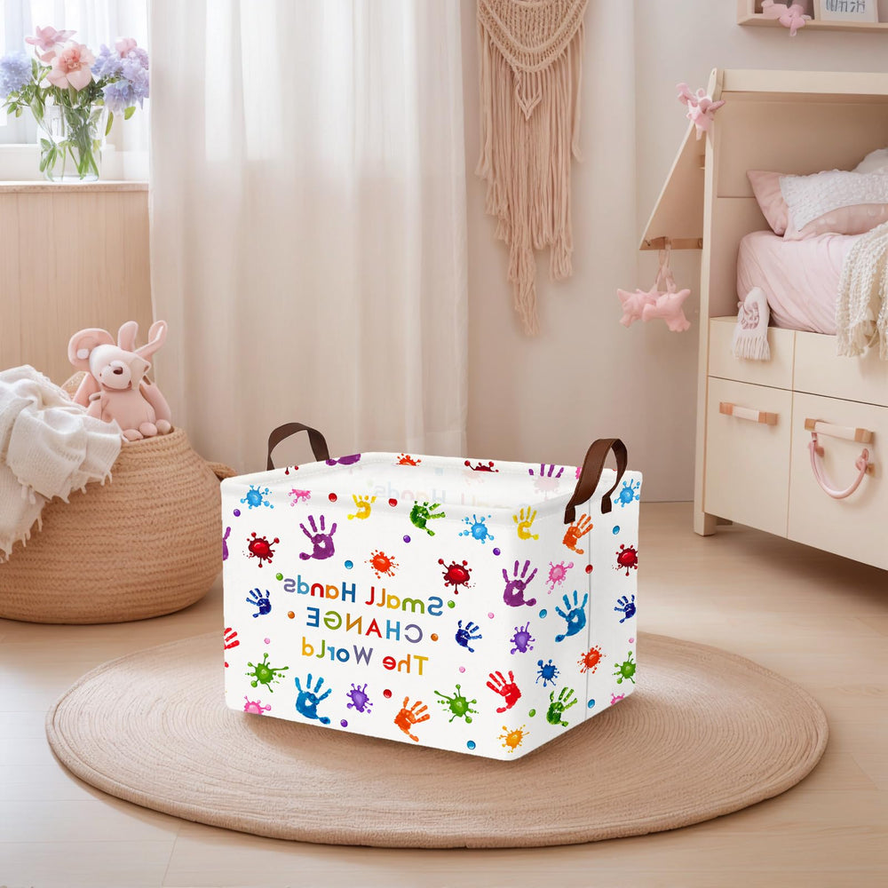 ASKETAM Kid Cute rectangle basket in nursery corner organizes blankets and toys