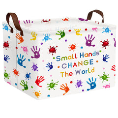 ASKETAM Kid Cute rectangle basket side view with handprint for toy storage