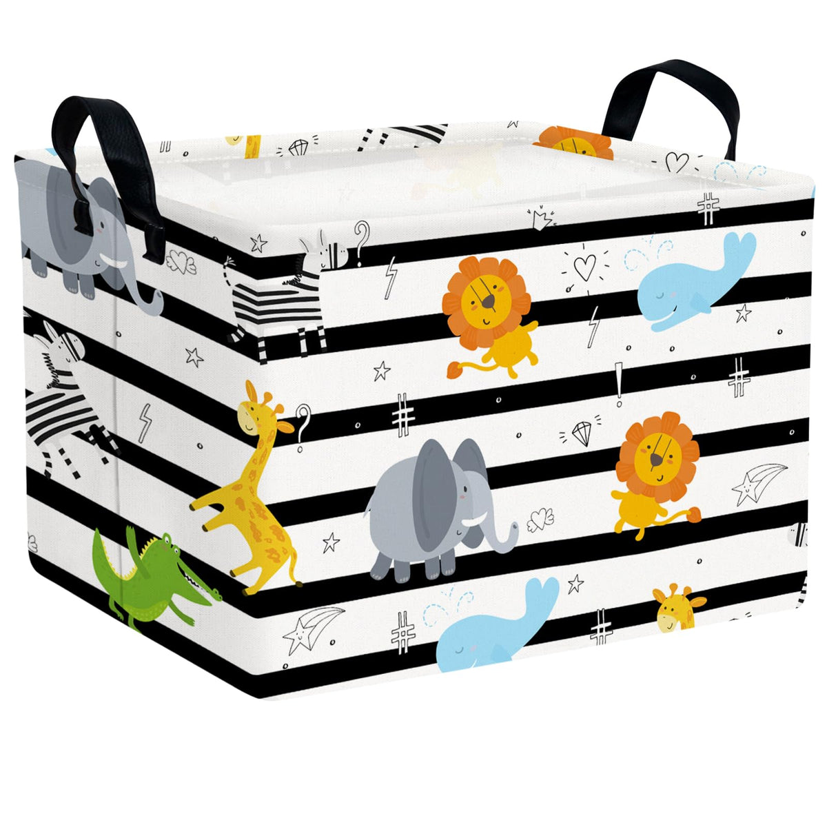 ASKETAM Kid Jungle storage basket front view for organized toy storage.