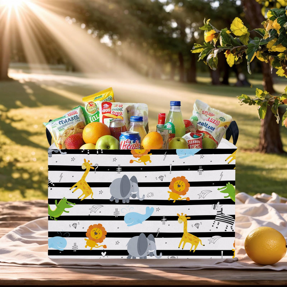 ASKETAM Kid Jungle basket in playroom keeps clutter contained.