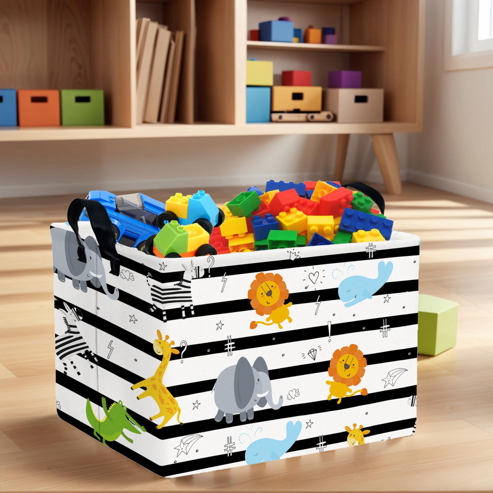 ASKETAM Kid Jungle basket side view with durable handles for easy transport.