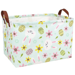 ASKETAM large empty Easter basket with rabbit blue background, ideal for egg hunts and decor.