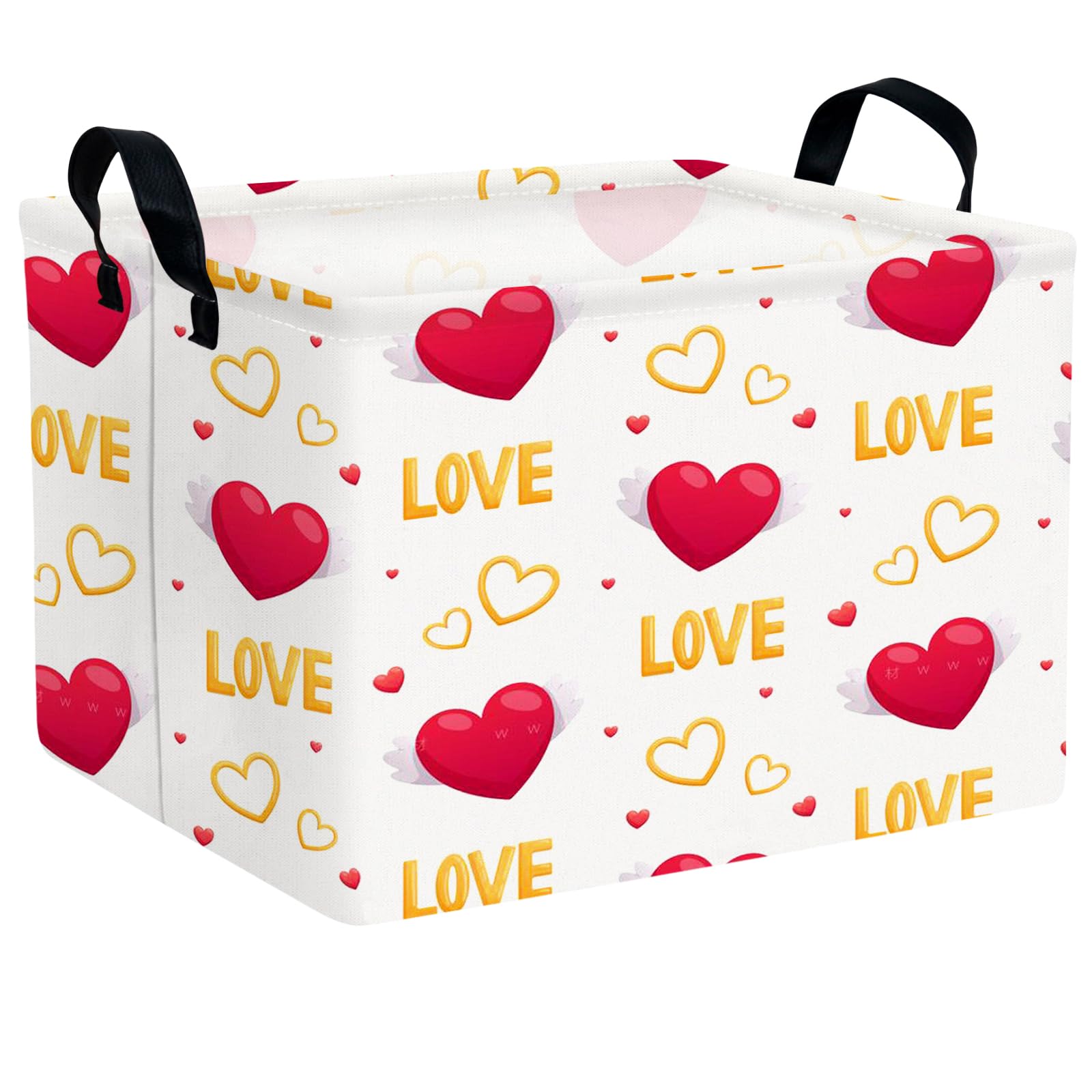 ASKETAM Love Wings red heart storage basket from front view for organized space