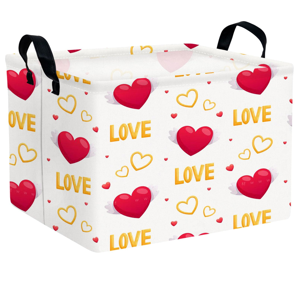 ASKETAM Love Wings red heart storage basket from front view for organized space