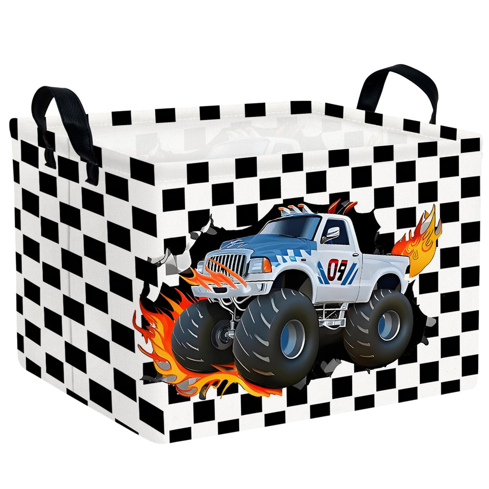 ASKETAM Racing Car Storage Basket with a 3D monster-truck design fuels playful toy organization