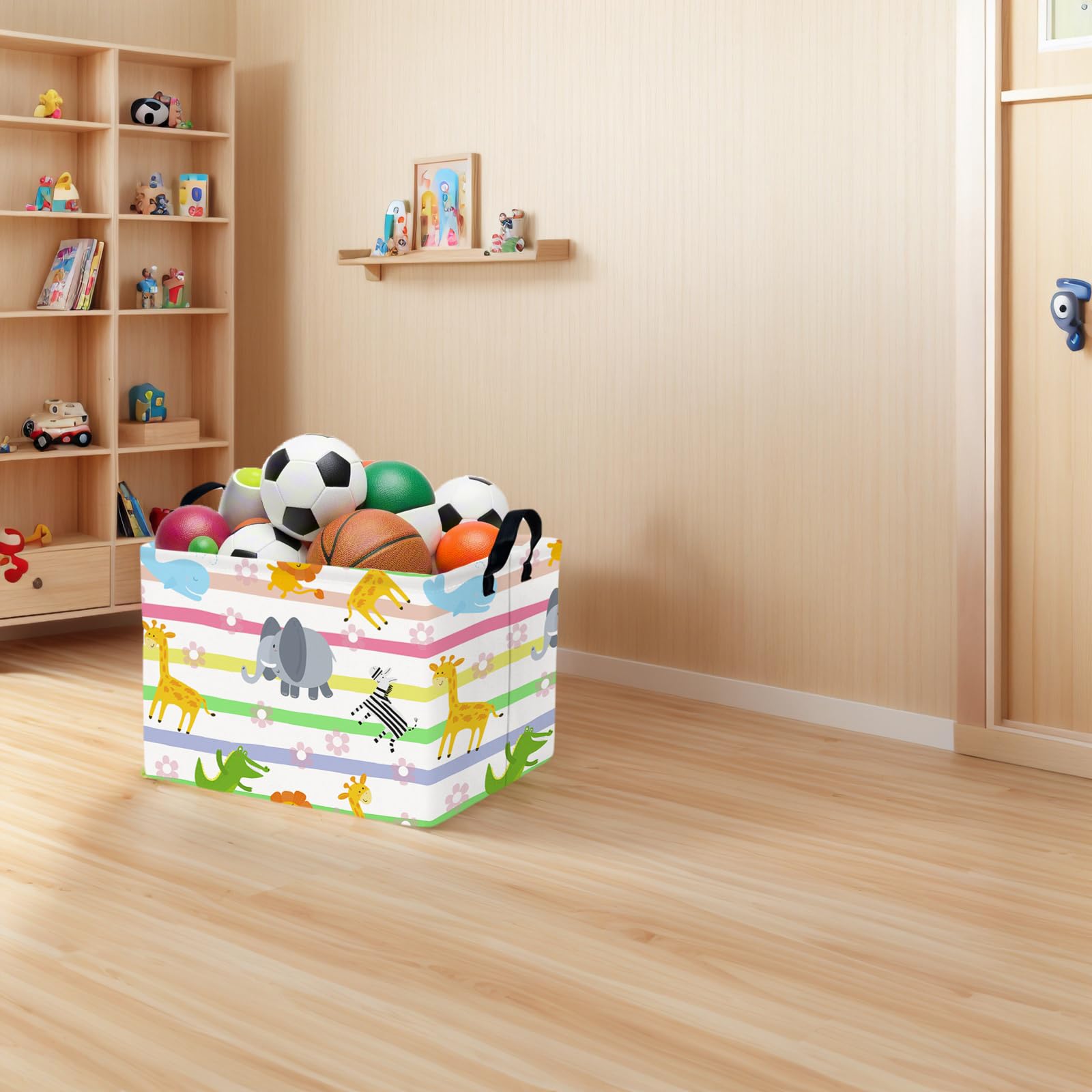 ASKETAM Toy basket in nursery demonstrates versatile storage for plush, blocks, and dress-up items.