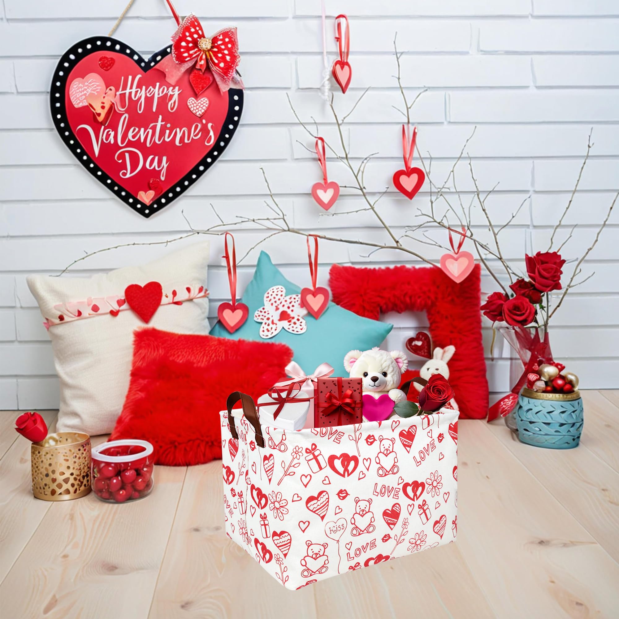 ASKETAM Bear Love basket bright pattern for kid room decor