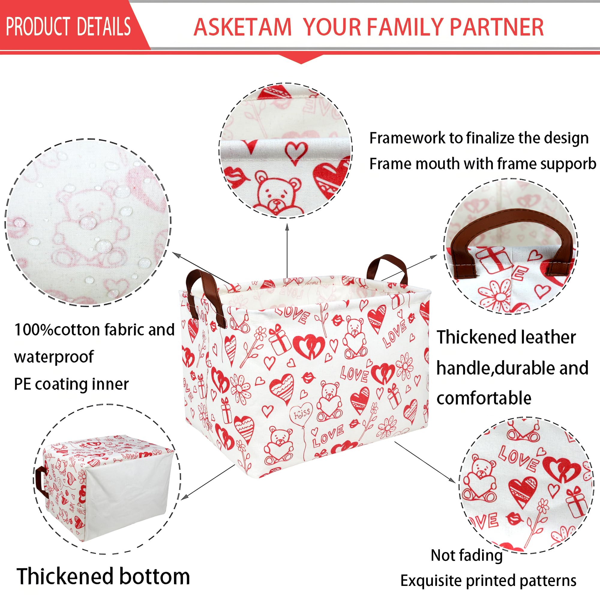 ASKETAM Bear Love basket opened for toy storage in playroom