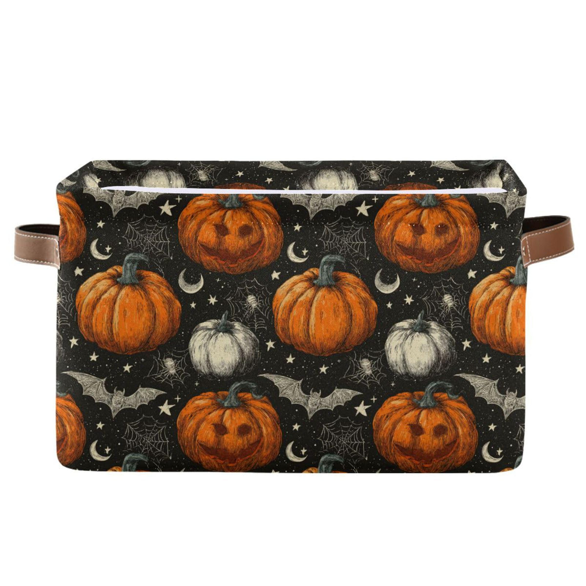 Aslsiy storage basket jack-o-lantern black keeps toys and laundry organized with festive charm.