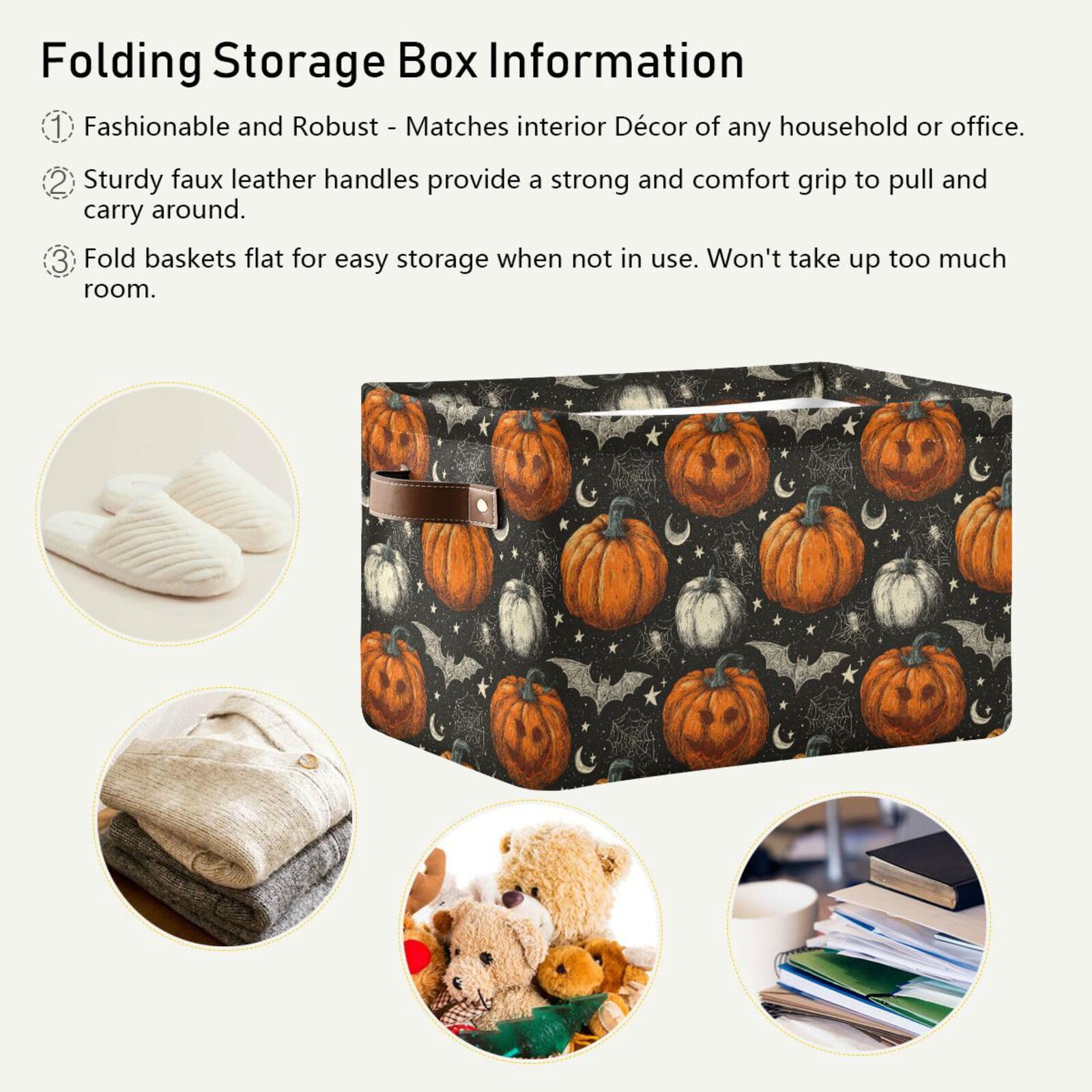 Aslsiy storage basket leather-handle provides easy pull and sturdy handling for everyday use.