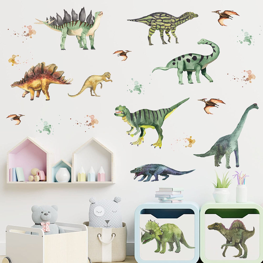 ASMPIO dino wall art in living room setup adding educational charm