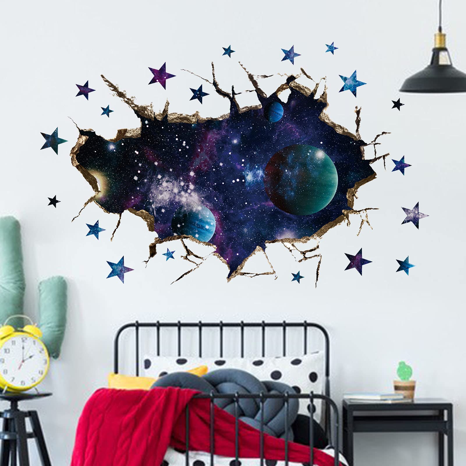 ASMPIO space galaxy wall decal closeup highlights high-resolution color detail.