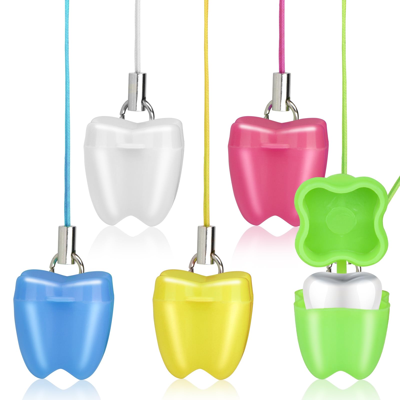 Asofelk tooth saver necklace pink shows colorful design for fun first tooth keepsake