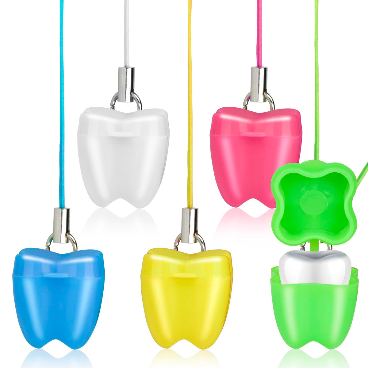 Asofelk tooth saver necklace pink shows colorful design for fun first tooth keepsake