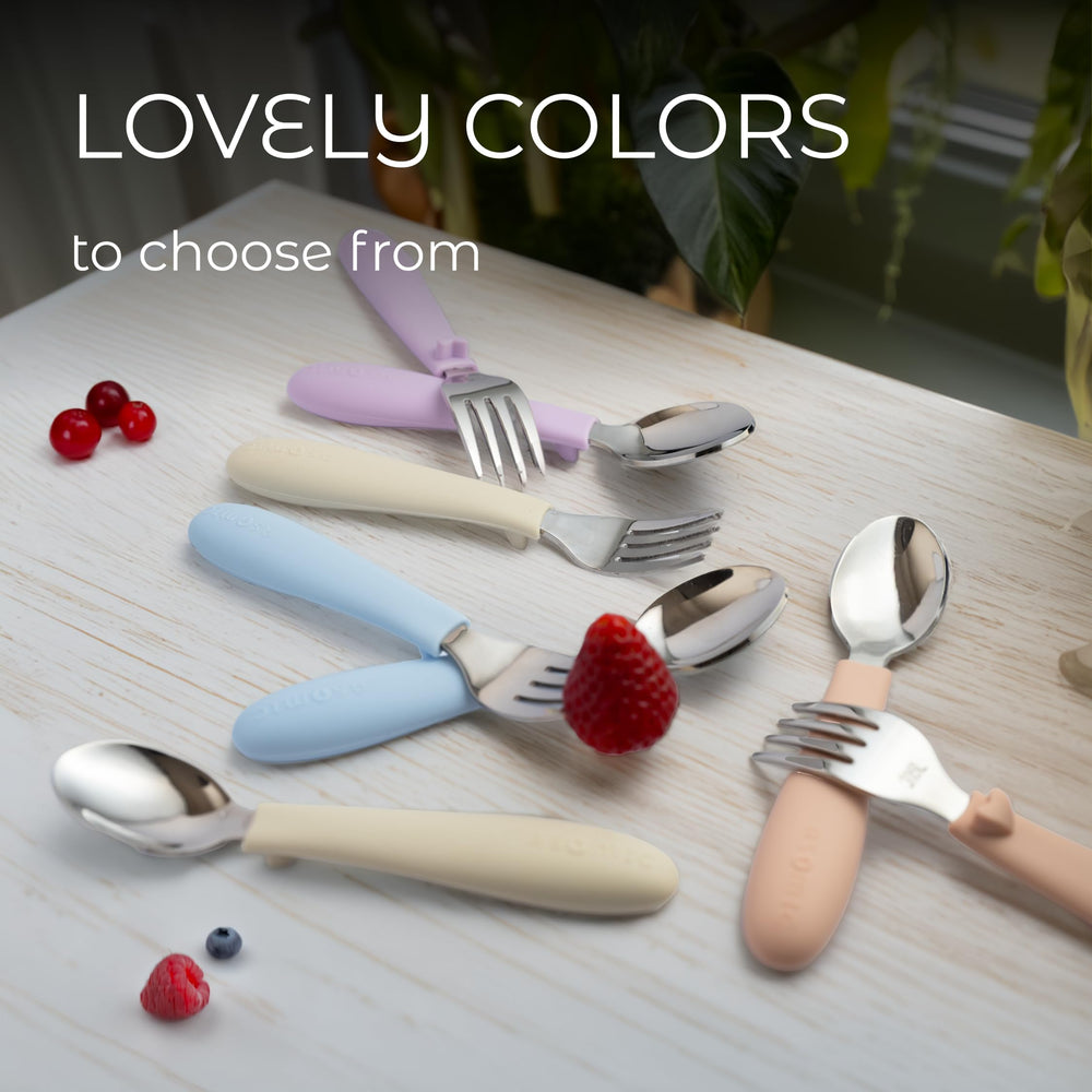 ASOMIC non-toxic silicone handles provide a soft, non-slip grip for little hands.