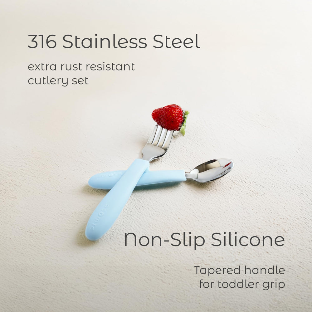 ASOMIC toddler spoon with deep-rounded bowl: generous scooping for smooth servings.