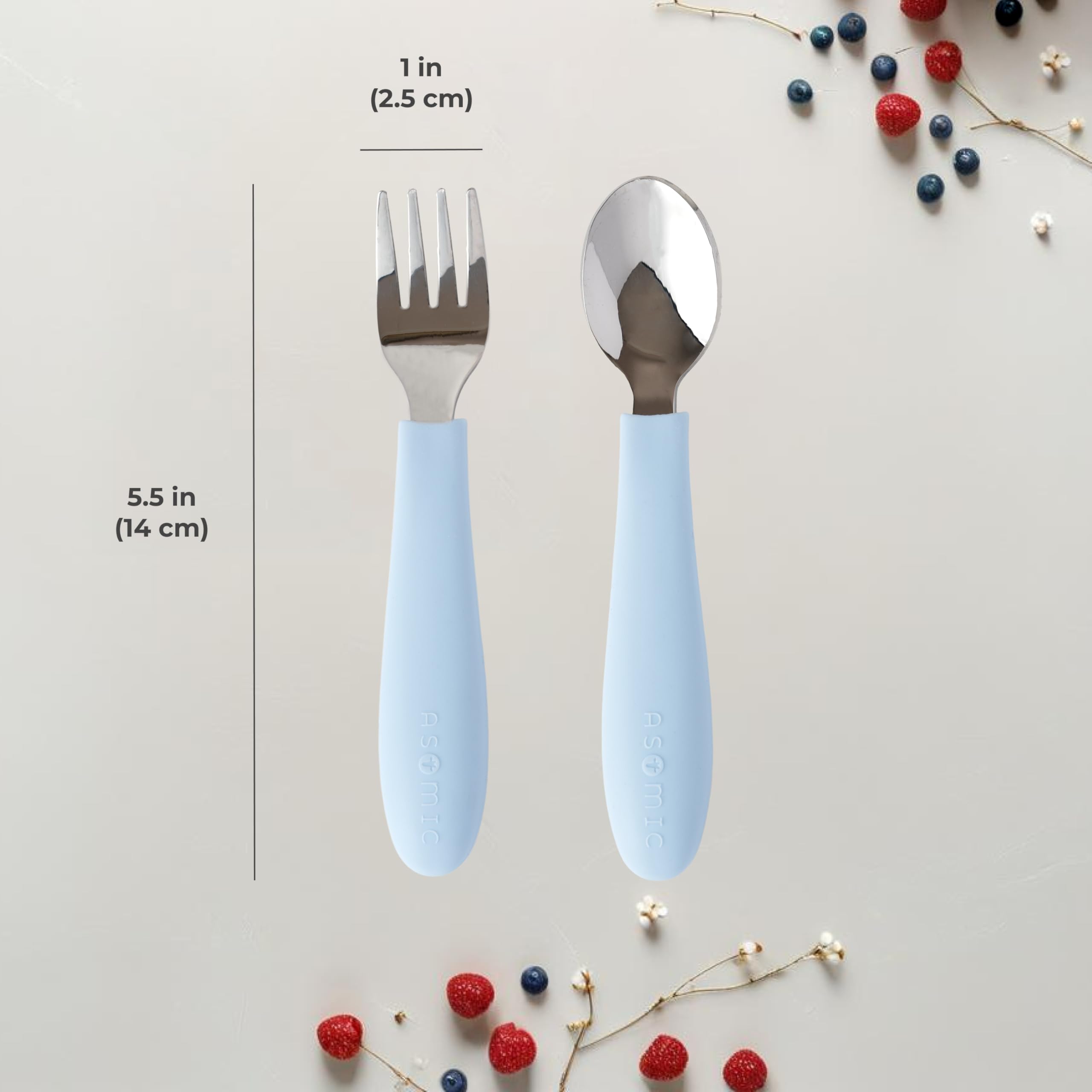 ASOMIC dishwasher-safe toddler utensils simplify cleanup after meals and snacks.