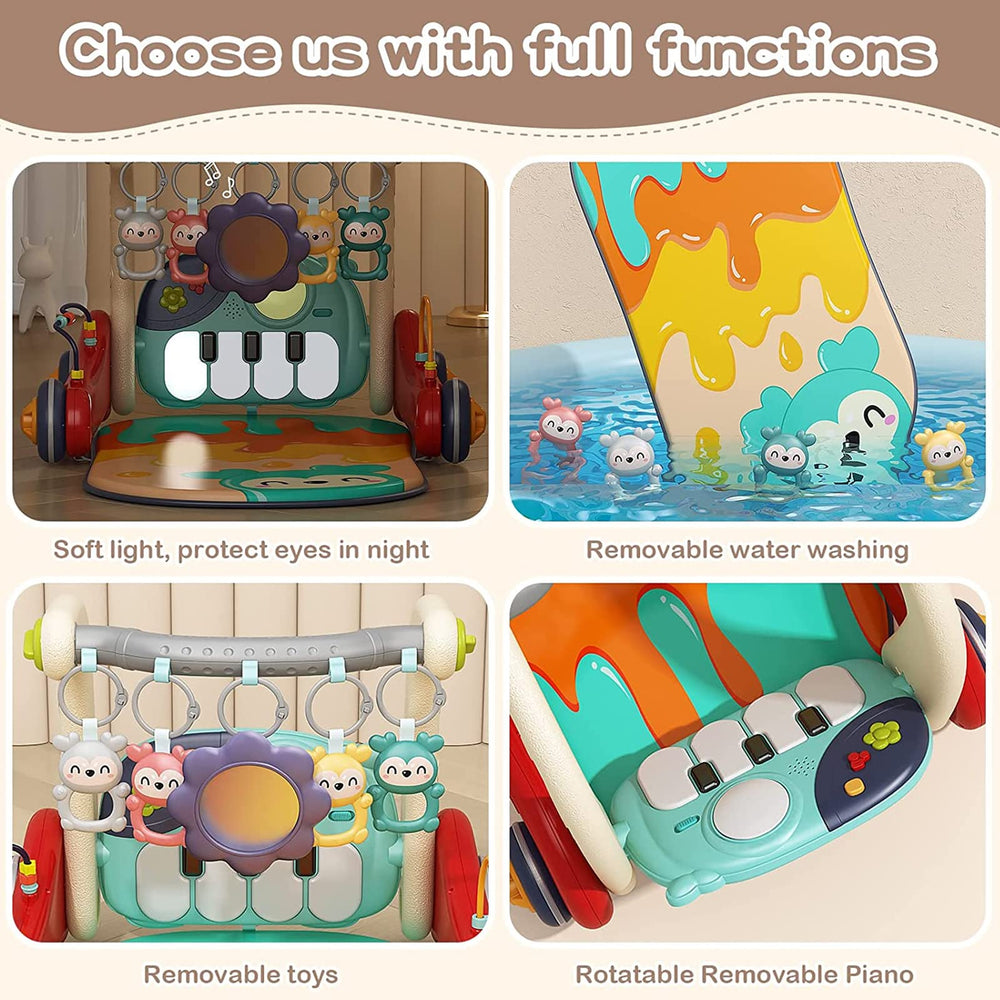 Asou Baby Gym Play Mat walker function aiding standing practice for infants.