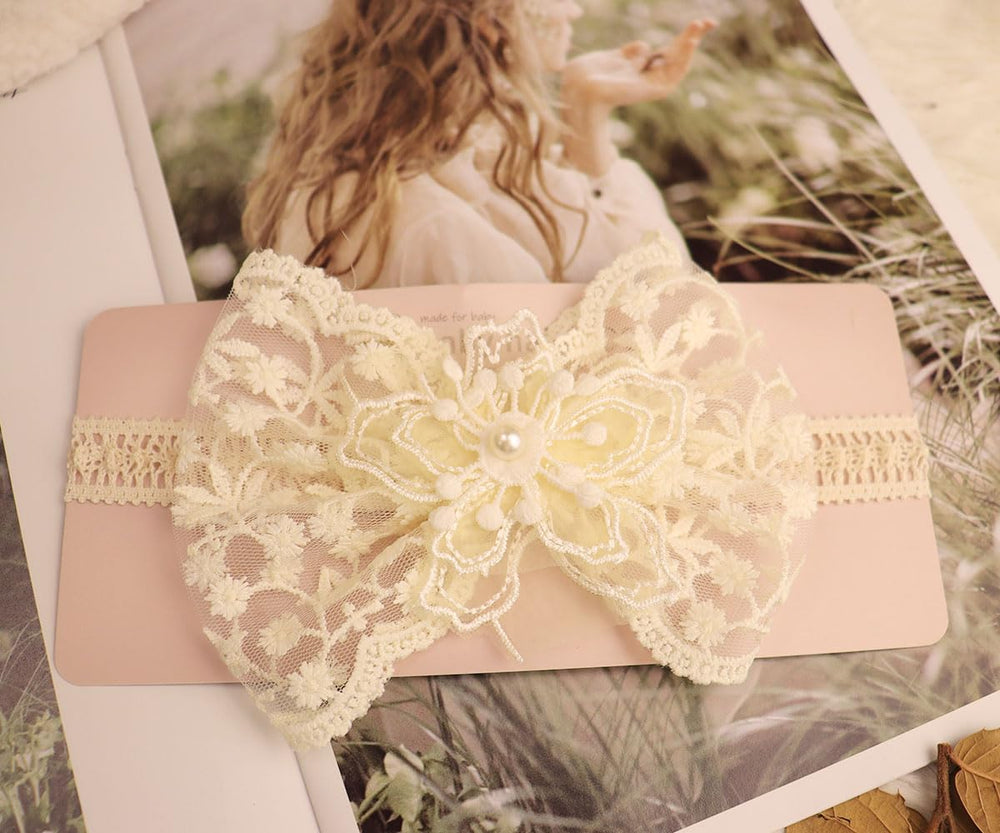 Asphinien lace big bow headband, adjustable elastic for comfortable all-day wear