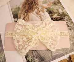 Asphinien lace big bow headband, adjustable elastic for comfortable all-day wear
